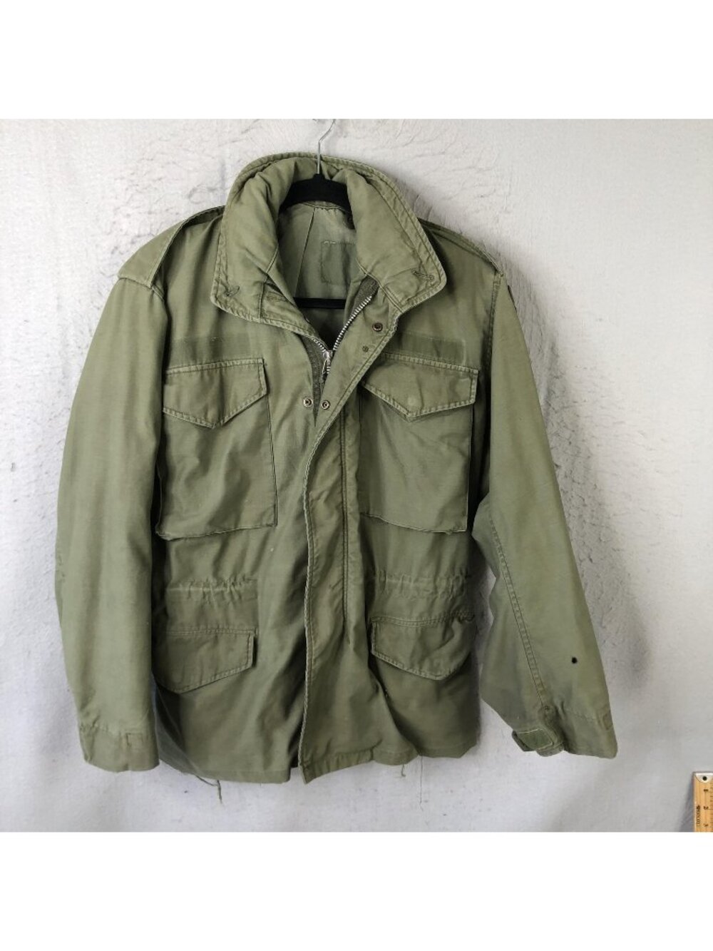 Vintage M-65 Field Jacket Men S OG Army Airborne Zip Military 70s Vietnam Era